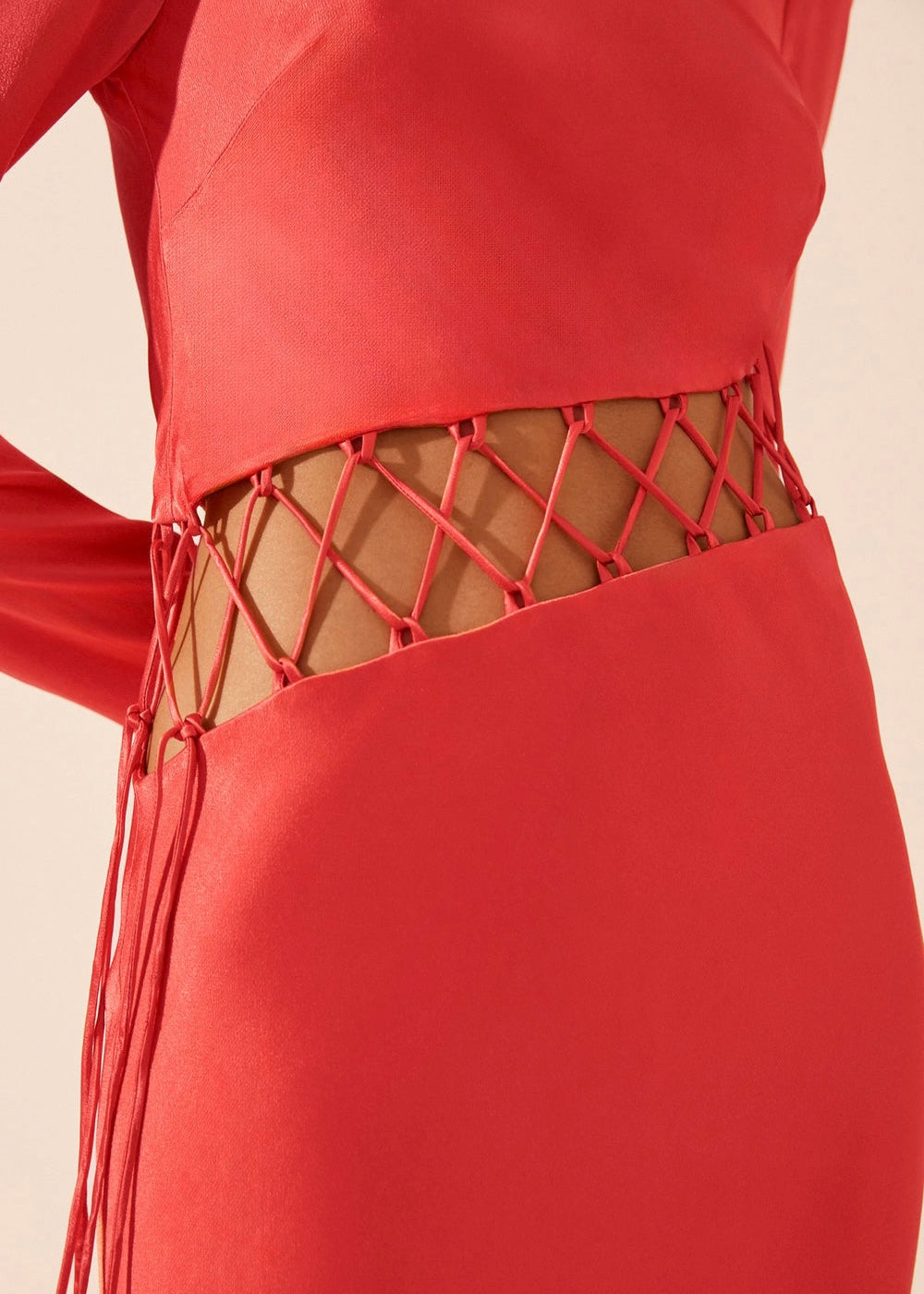 Lydie Asymmetrical Lace Up Maxi Dress